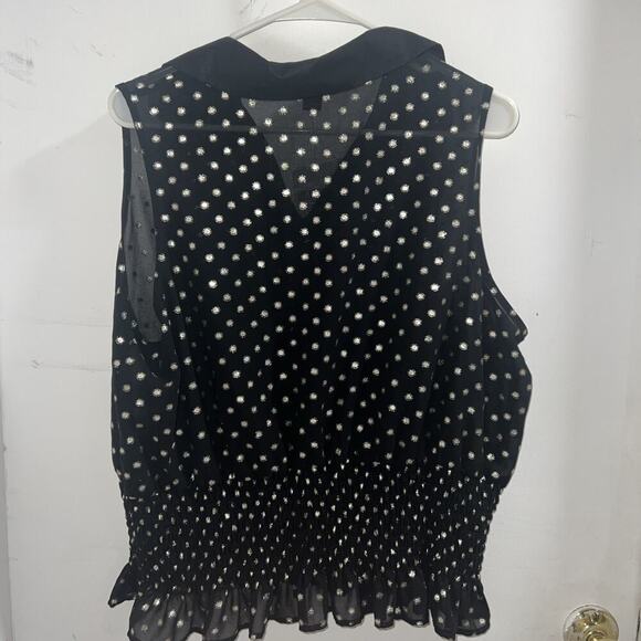 Forever 21 Sleeveless Blouse With Sheer Mesh Dotted 2xl - Picture 5 of 9
